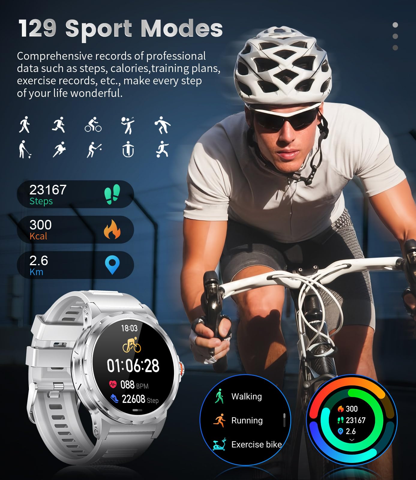 Military Smart Watch For Men(Answer/Dial Calls),1.46 ' ' Amoled Touchscreen/120 Sports Modes/5Atm Waterproof Fitness Watch With